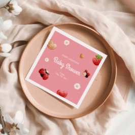 Baby Shower för Cute Ladybug Flowers Pappersservett