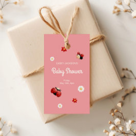 Baby Shower för Cute Ladybug Flowers Presentetikett