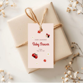 Baby Shower för Cute Ladybug Flowers Presentetikett