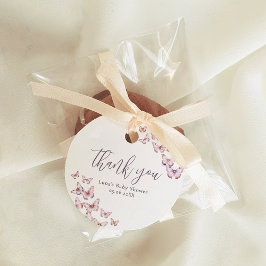 Baby Shower for Cute Lila and Rosa Butterfly Gåvor Etiketter