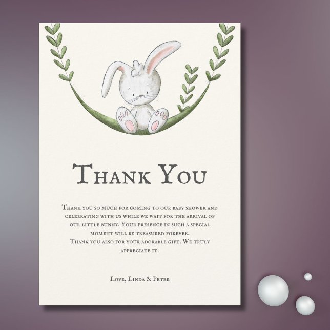 Baby Shower för Cute Modern Bunny Neutralt Tack Kort (Skapare uppladdad)