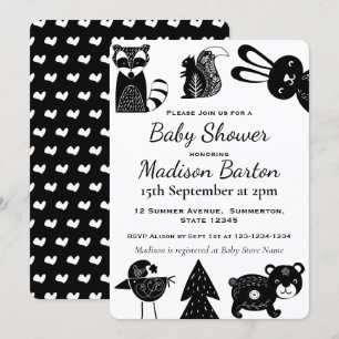 Baby Shower for Cute Modern Nordic Woodland Animal Inbjudningar