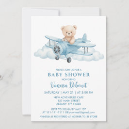 Baby Shower för Cute Nalle Himmel Äventyr Inbjudningar