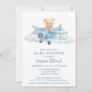 Baby Shower för Cute Nalle Himmel Äventyr Inbjudningar