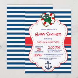 Baby Shower för Cute Nautical Alligator Inbjudningar
