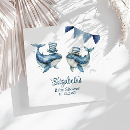 Baby Shower för Cute Navy Nautical Whales Pappersservett