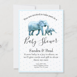Baby Shower för Cute Pojke blue Elephants Baby Sho Inbjudningar