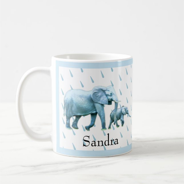 Baby Shower för Cute Pojke blue Elephants Baby Sho Kaffemugg (Vänster)