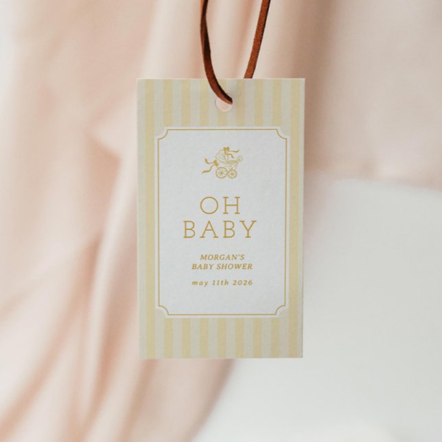 Baby Shower för Cute Preppy Baby Barnvagn Presentetikett (Skapare uppladdad)
