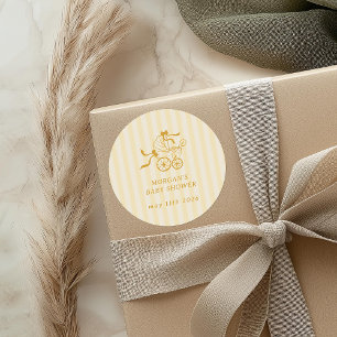 Baby Shower för Cute Preppy Baby Barnvagn Runt Klistermärke