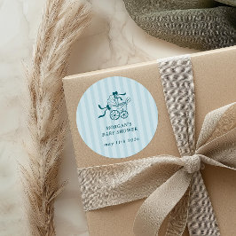 Baby Shower för Cute Preppy Baby Barnvagn Runt Klistermärke