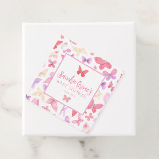 Baby Shower for Cute Rosa Butterflies Gåvor Etiketter