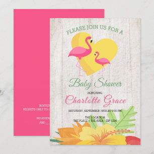 Baby Shower för Cute Rosa Flamingo Personlig Inbjudningar
