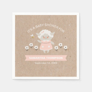 Baby Shower för Cute Rosa Girl Lamb Baby Shower Pappersservett