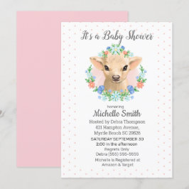 Baby Shower för Cute Rosa Girls Blommigt  Flickor Inbjudningar