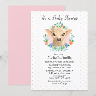 Baby Shower för Cute Rosa Girls Blommigt  Flickor Inbjudningar