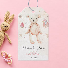 Baby Shower för Cute Rosa Watercolor Baby Leksak Presentetikett