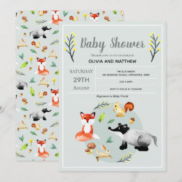 Baby Shower för Cute Rustic Woodland Forest Animal Inbjudningar