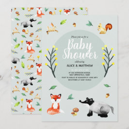 Baby Shower för Cute Rustic Woodland Forest Animal Inbjudningar