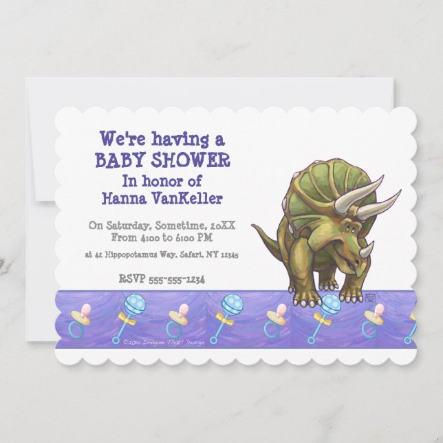 Baby Shower för Cute Triceratops Inbjudningar (Framsida)