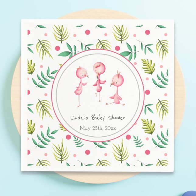 Baby Shower för Cute Tropical Flamingo Personlig Pappersservett (Skapare uppladdad)