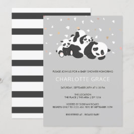 Baby Shower för Cute Twin Panda-Personlig Inbjudningar