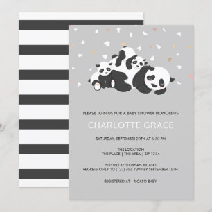 Baby Shower för Cute Twin Panda-Personlig Inbjudningar