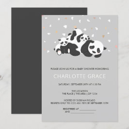 Baby Shower för Cute Twin Panda-Personlig Inbjudningar