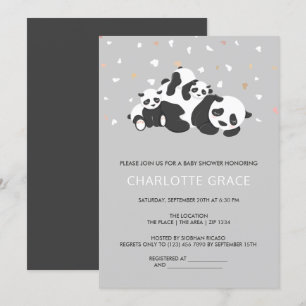 Baby Shower för Cute Twin Panda-Personlig Inbjudningar
