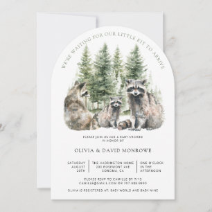 Baby Shower för Cute Watercolor Raccoon Parovan Inbjudningar