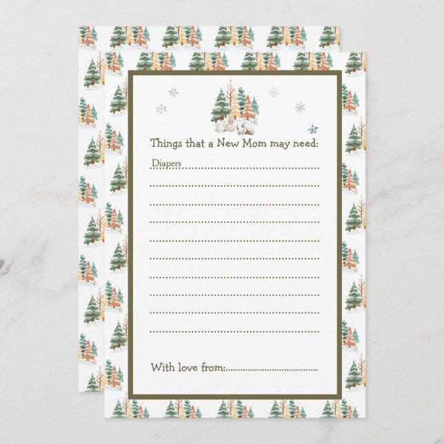 Baby Shower för Cute Winter-kaniner Inbjudningar (Fram/baksida)