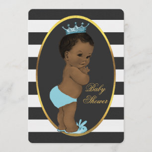 Baby Shower för den etniska prins Black White Rand Inbjudningar