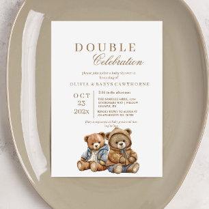 Baby Shower för Dubbla för kute-burkar Inbjudningar