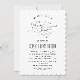 Baby Shower för elegant Black and White Calligraph Inbjudningar