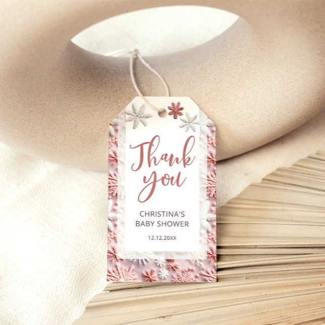 Baby Shower för Elegant för snöflingor på VinterRo Presentetikett (Skapare uppladdad)