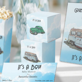Baby shower för en pojke, Van och sedan  Presentaskar