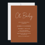 Baby Shower för enkel Pumpkin Rustic Script-Elegan Inbjudningar<br><div class="desc">Modern färgad-babyduschinbjudan med en enkel design med "Oh Baby" i en rustik stil-manustypografi. Denna elegant könsneutrala inbjudan med minimalistisk layout är underbar för en fall/Halloween-babydusch oavsett om du har en pojke eller en flicka.</div>