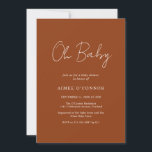 Baby Shower för enkel Pumpkin Rustic Script-Elegan Inbjudningar<br><div class="desc">Modern färgad-babyduschinbjudan med en enkel design med "Oh Baby" i en rustik stil-manustypografi. Denna elegant könsneutrala inbjudan med minimalistisk layout är underbar för en fall/Halloween-babydusch oavsett om du har en pojke eller en flicka.</div>