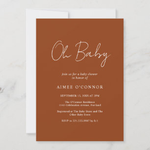 Baby Shower för enkel Pumpkin Rustic Script-Elegan Inbjudningar