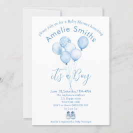 Baby Shower för färgbubblor för Cute Blue Watercol Inbjudningar