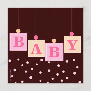 Baby shower för flicka för BABYkvarter rosa Inbjudningar