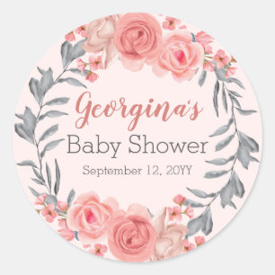 Baby shower för flicka för kran för söt rosaro runt klistermärke