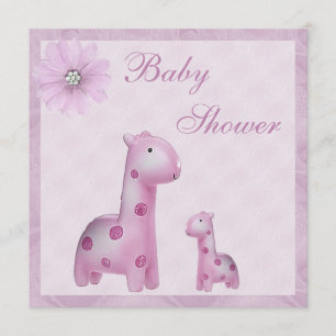 Baby shower för flicka för mamma- & babygiraff inbjudningar