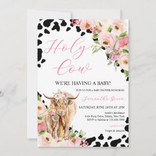 Baby Shower för flicka Highland Cow Inbjudningar