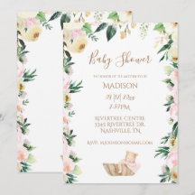Baby Shower för flicka Rosa Blommigt Elegant