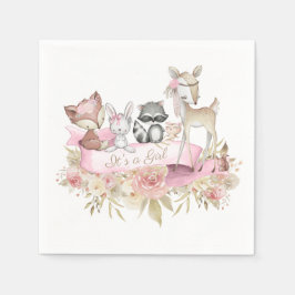 Baby Shower för flicka Woodland Animal Baby Shower Pappersservett