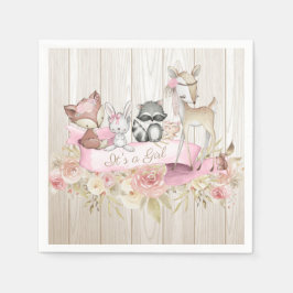 Baby Shower för flicka Woodland Animal Baby Shower Pappersservett