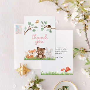 Baby Shower för flicka Woodland Tack för ditt kort