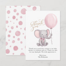 Baby Shower för flickelefanter - tack för ditt kor