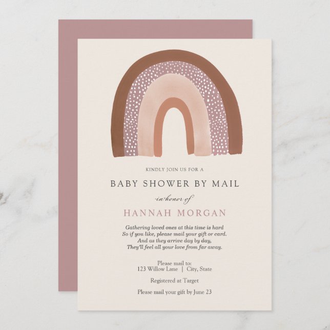 Baby Shower för flickor efter e-postinbjudan Inbjudningar (Fram/baksida)